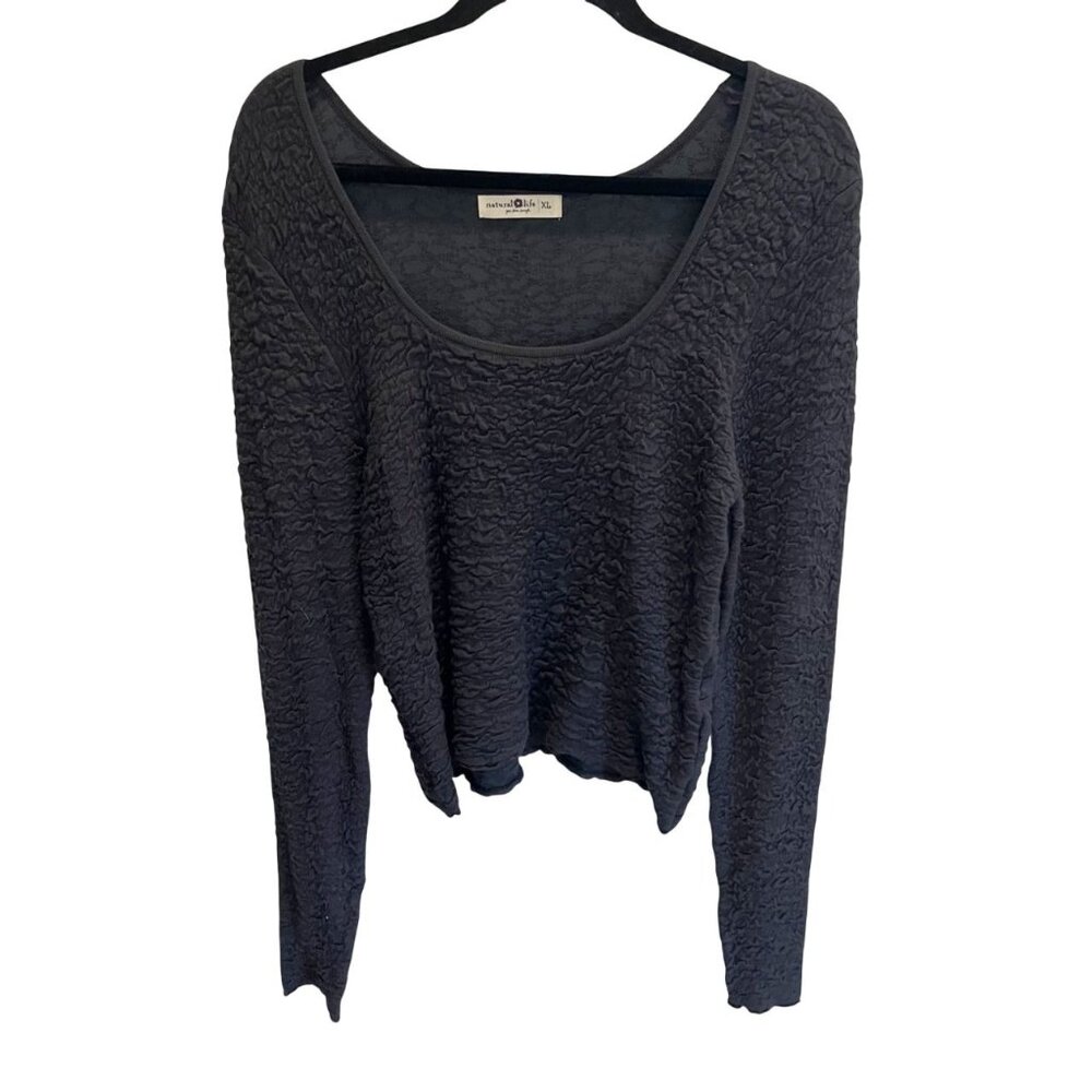 Natural Life Danielle Square Neck Textured Long Sleeve Top - Size XL